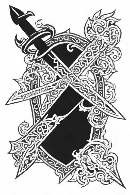 King Arthur sword in stone tattoo design idea