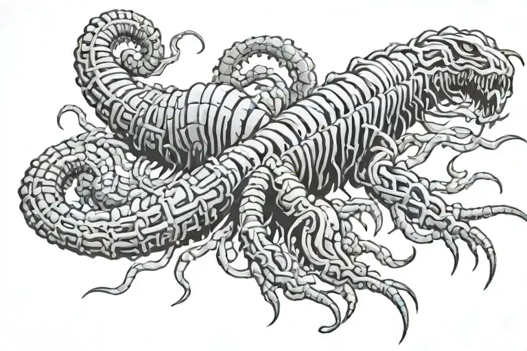 eldritch centipede tattoo design idea