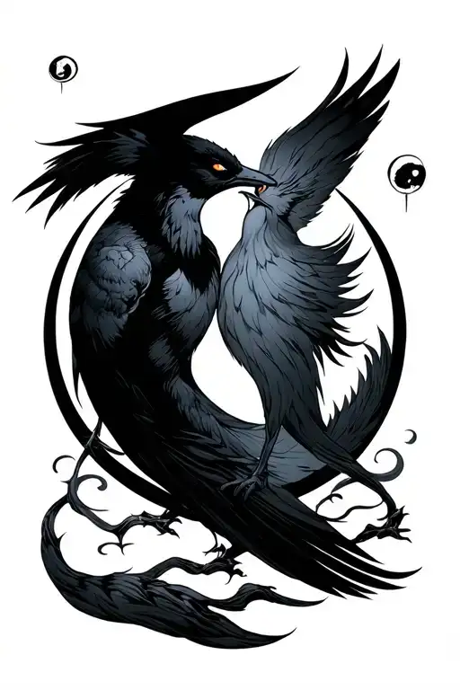 tui and La from avatar the last airbender circling the moon tattoo design idea