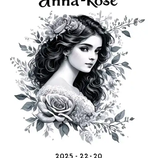 the name anna-rose written on top of date of birth 2025-12-20  tattoo design idea