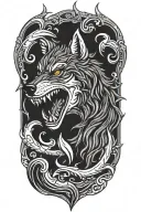growling fenrir tattoo design idea