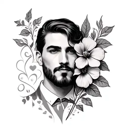 Marvin with a timeless piece with hearts and flowers tattoo design idea