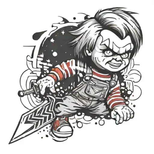 chucky with ak tattoo design idea