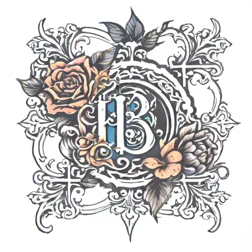 cover up for H B N letter tattoo design idea