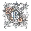 cover up for H B N letter tattoo design idea