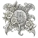 cover up for H B N letter tattoo design idea