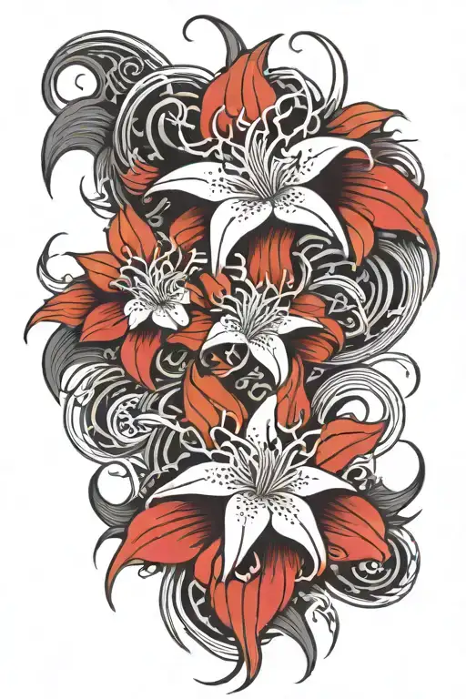 Japanese spider lily tribal tattoo tattoo design idea