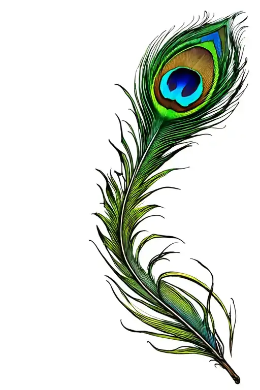 Colourful peacock feather attached tattoo design idea