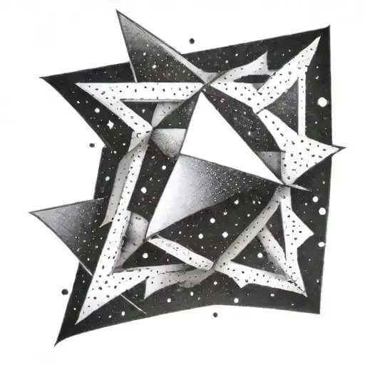Sumerian Anunnaki symbol intertwined with Pleiades constellation in dotwork style tattoo design idea