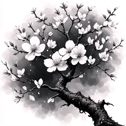 cherry blossom tree tattoo design idea