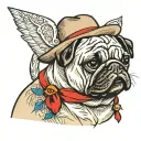 pug with straw hat tattoo design idea