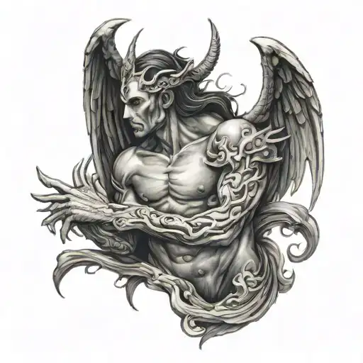 reverse picture angel and demon tattoo design idea