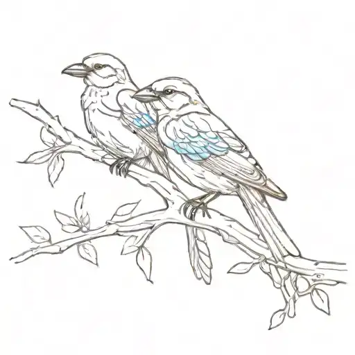 Birds Sitting on a branch tattoo design idea