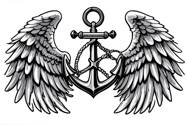 Anchor angel wings tattoo design idea