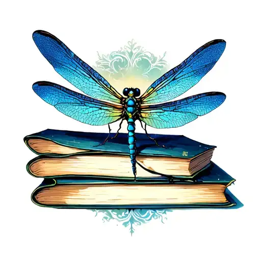 dragonfly and books gothic inspired tattoo tattoo design idea