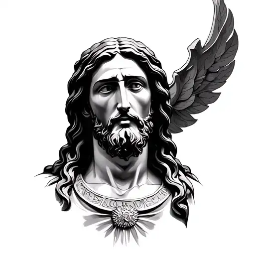 jesus statue full body tattoo design idea