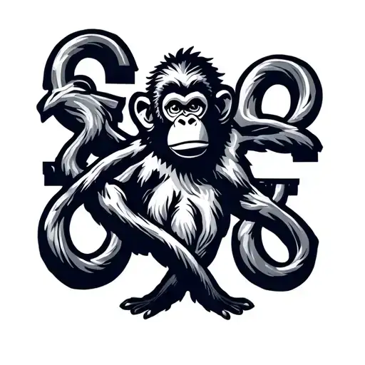 3 wise monkey £ sign intertwined tattoo design idea