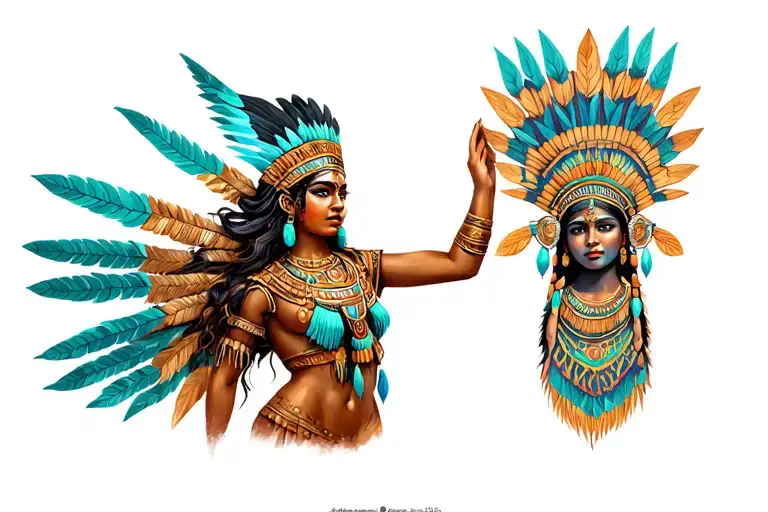 Aztec princess holding tattoo design idea