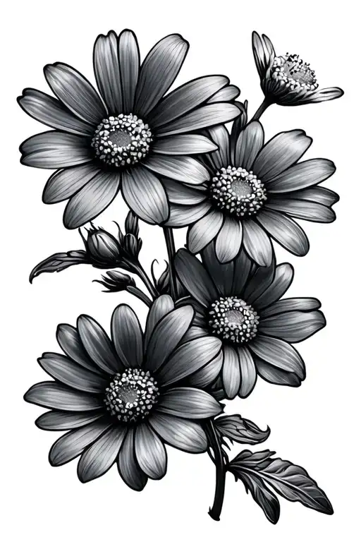 forgetmenot flowers with daises  tattoo design idea