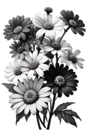 forgetmenot flowers with daises  tattoo design idea