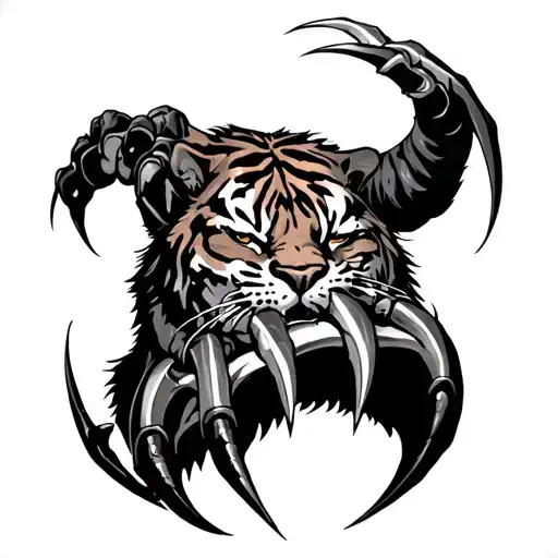 tiger claws on skin tattoo design idea