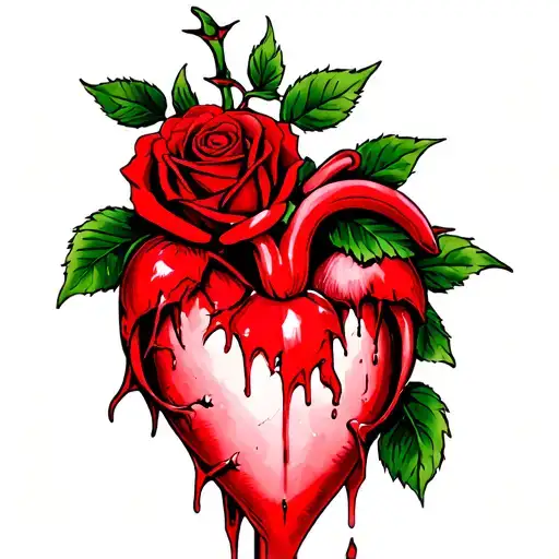rose bleeding heart thorns  tattoo design idea