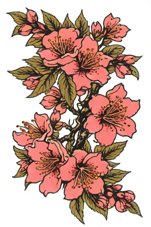 cherry blossom branch tattoo design idea