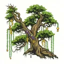 typical bayou  oak tree with spanish moss and mardi gras beads tattoo design idea