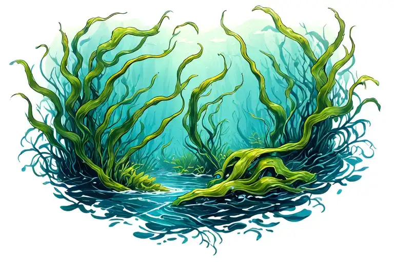 kelp forest scene tattoo design idea