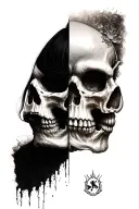 Half Face Half Skull tattoo design idea