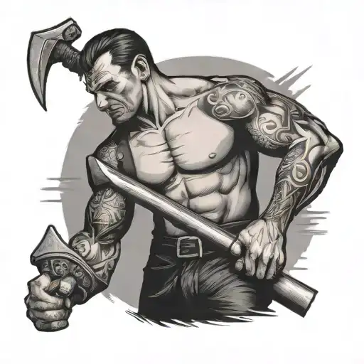 A self-made man with a hammer and a stake tattoo design idea
