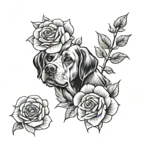 memorial tattoo for dog roses and paws tattoo design idea