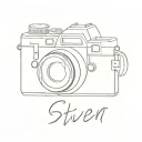 Digital camera with name Steven  tattoo design idea