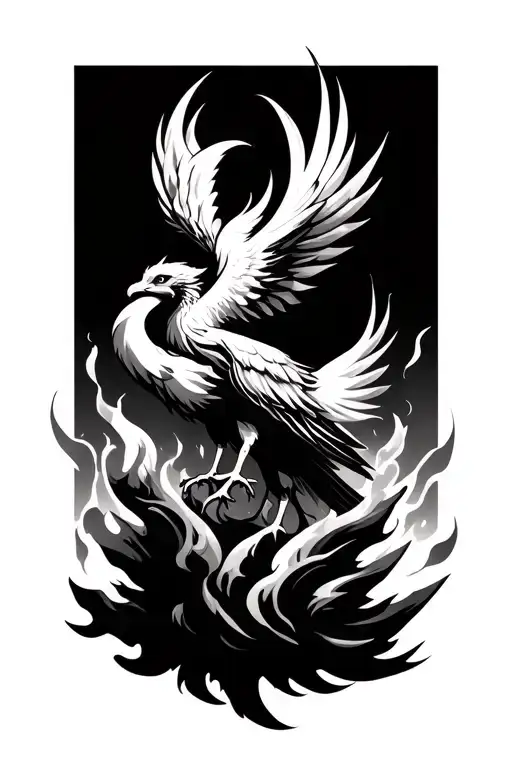 a Phoenix rising from ashes symbolizing rebirth tattoo design idea