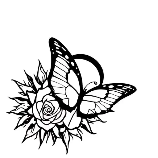 Butterfly rose moon sun star hands spiritual tattoo design idea