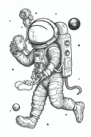 lonely spaceman tattoo design idea