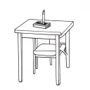 a table and chair with a pack of cigarettes on top of the table tattoo design idea