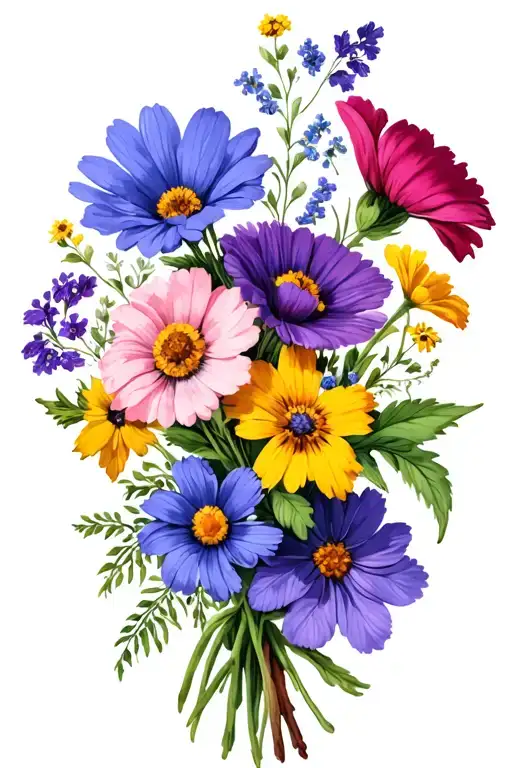 Wisconsin wildflower bouquet tattoo design idea