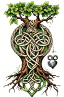 tree of life intertwined with Celtic knots and claddagh tattoo design idea
