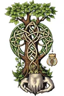 tree of life intertwined with Celtic knots and claddagh tattoo design idea