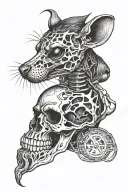 half rat half skeleton with vape tattoo design idea