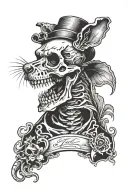half rat half skeleton with vape tattoo design idea