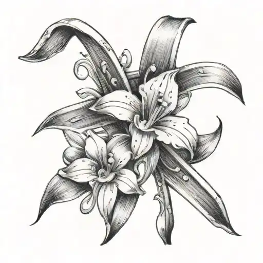 dainty snow drop flower going up to a cross tattoo design idea