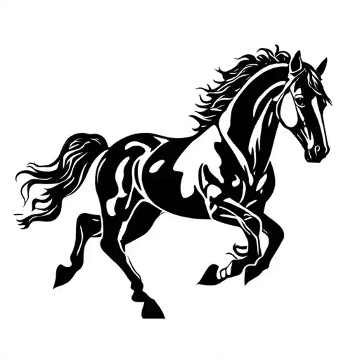 mustang horse raising up verticaly no clipping tattoo design idea