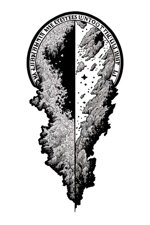 "I lift mine eyes unto the hill" "I lift mine eyes unto the hill" outline of the islands of Islay and Skye next to each other tattoo design idea