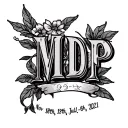 initials "MDP" and the date " Nov 18th, 1994-Jul 6th, 2021" tattoo design idea