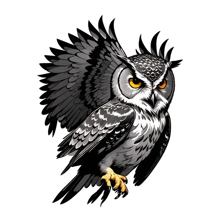 drake owl flying tattoo design idea
