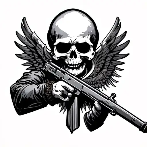 marine rifleman looks like saint death tattoo design idea