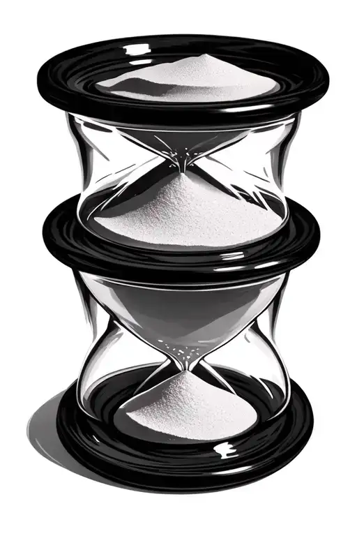 Hourglass made of three separate glass containers stacked vertically, each with different sand levels tattoo design idea