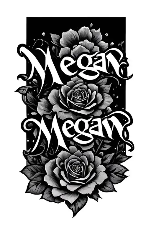 "Megan" name written tattoo design idea